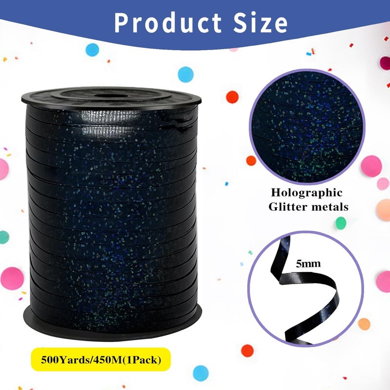 WFAUIBR 500 Yards Black Shiny Curling Ribbon Wrap, Party Craft Decoration for Balloons, Parties, Crafts - Image 2